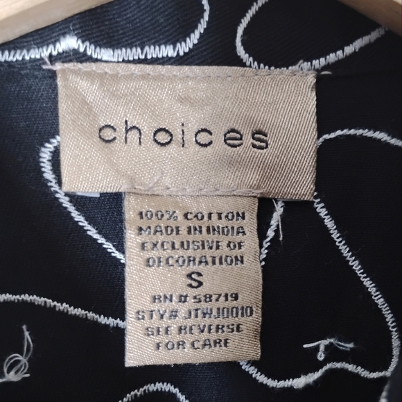Choices Embroidered Jacket Black White Boho Artsy Casual Western Style - Picture 8 of 9